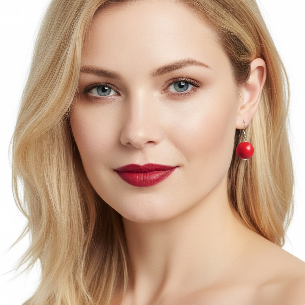 Earrings, Aino (red birch bead)