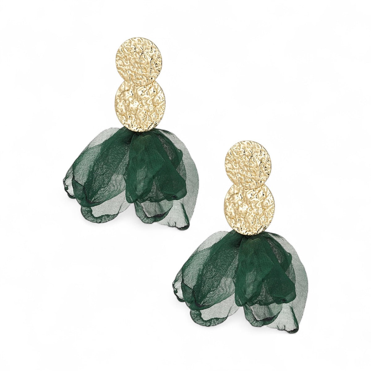 FRENCH RIVIERA | Midnight Bloom dark green statement earrings