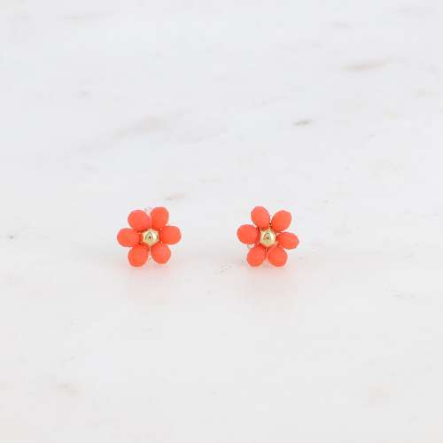 BOHM PARIS | Boucles Corail Bloom – orange stud earrings