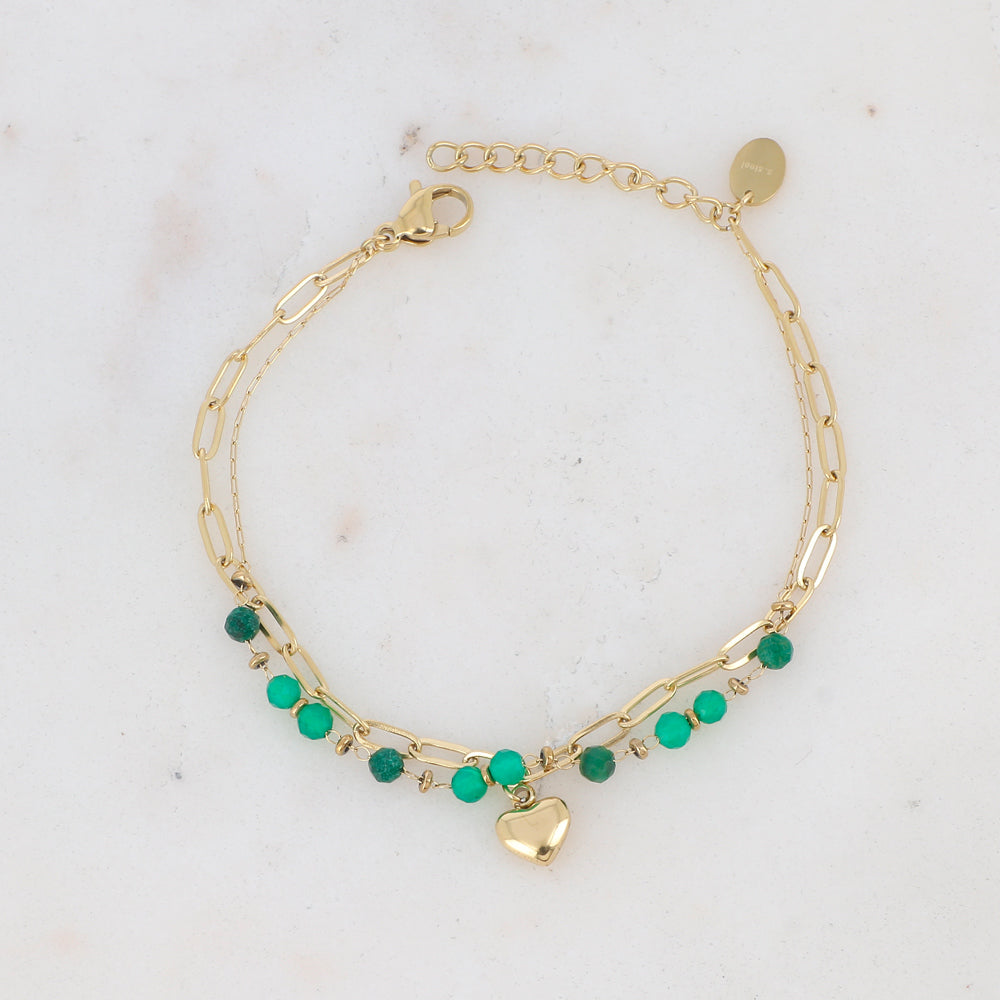 BOHM PARIS | Bracelet Coeur d'Émeraude – green heart bracelet