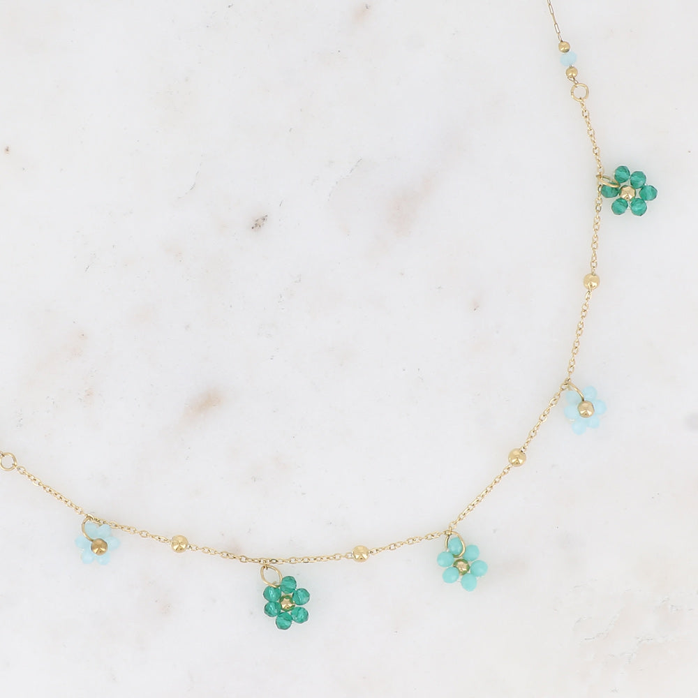 BOHM PARIS | Collier Émeraude Bloom - viherturkoosi kukkakaulakoru