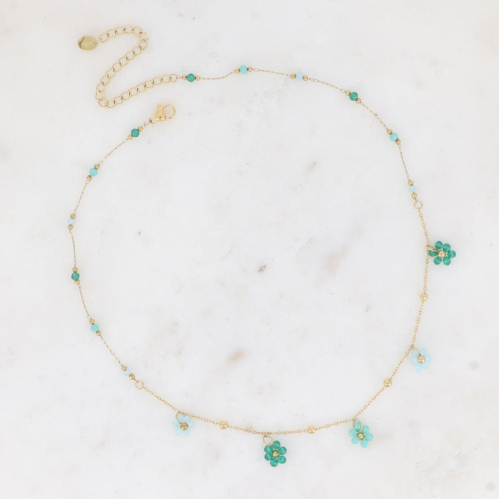 BOHM PARIS | Collier Émeraude Bloom - viherturkoosi kukkakaulakoru