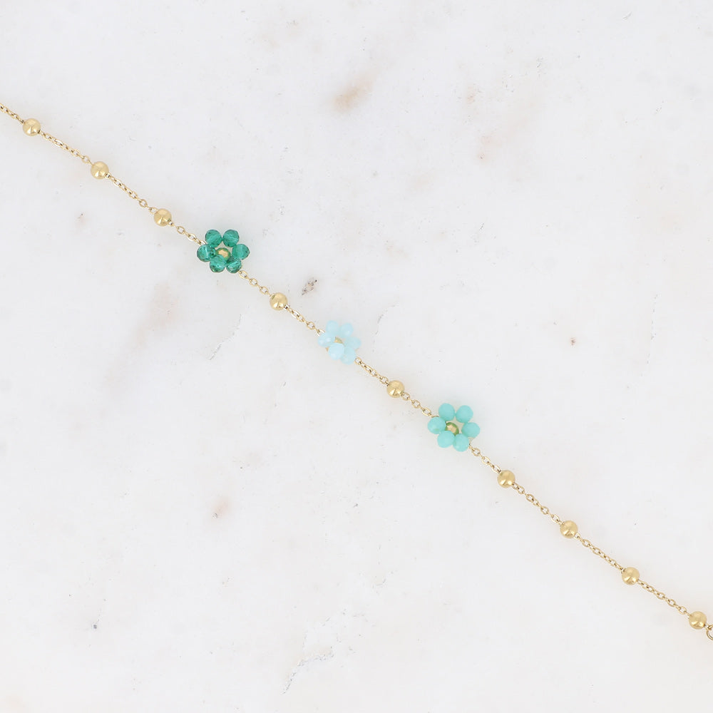 BOHM PARIS | Bracelet Émeraude Bloom - green turquoise flower bracelet