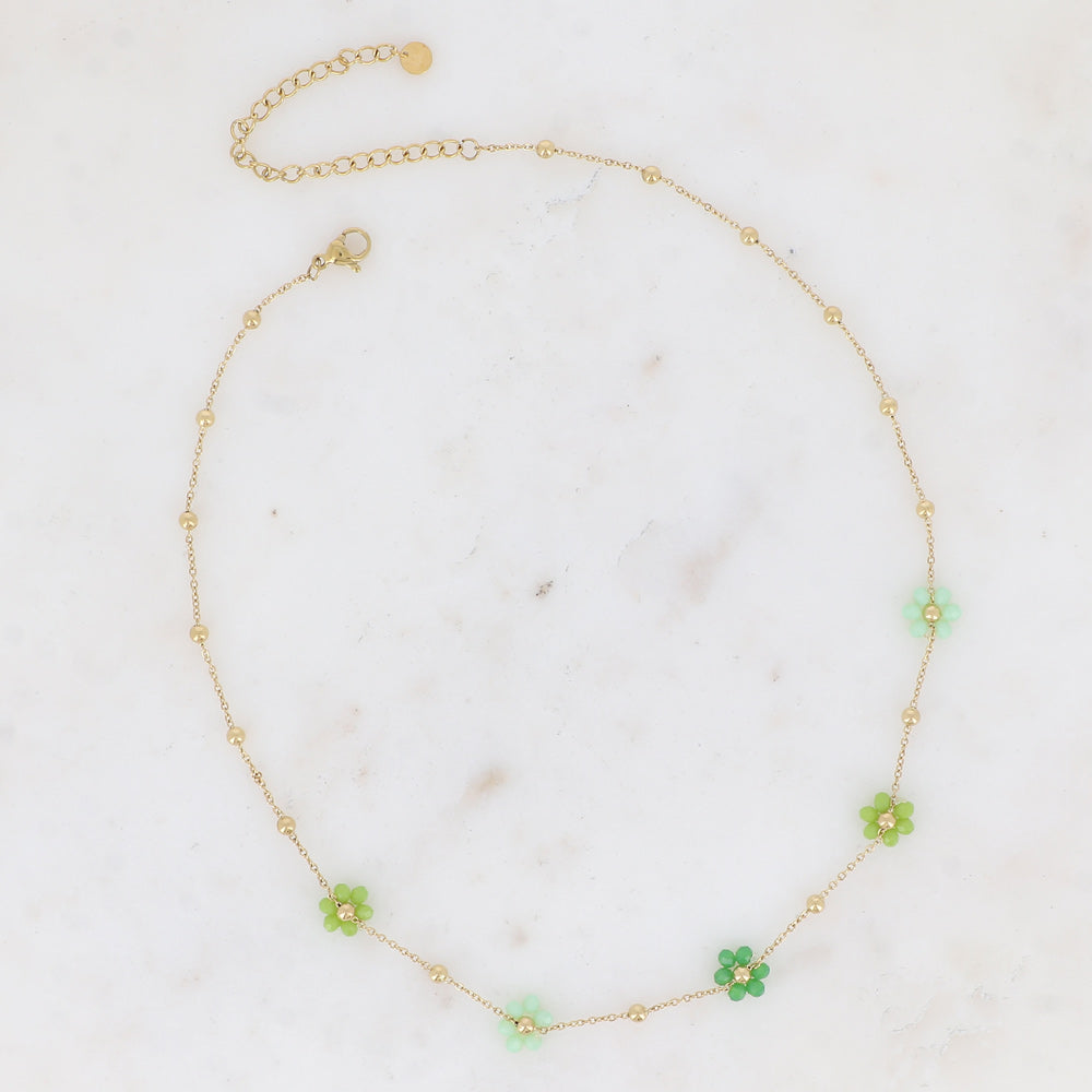 BOHM PARIS | Collier Vert Bloom Line – vihreä kukkakaulakoru
