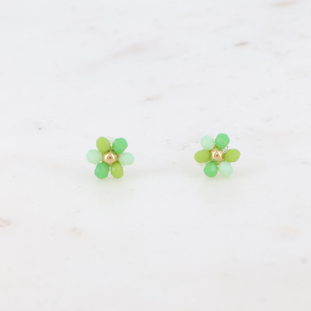 BOHM PARIS | Boucles Vert Bloom - green flower stud earrings