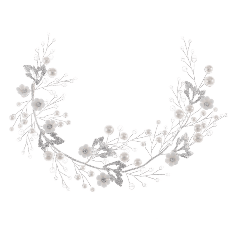 ATHENA BRIDAL | Hermine -helmikoristeinen muotoiltava hiuskoru (hopea)