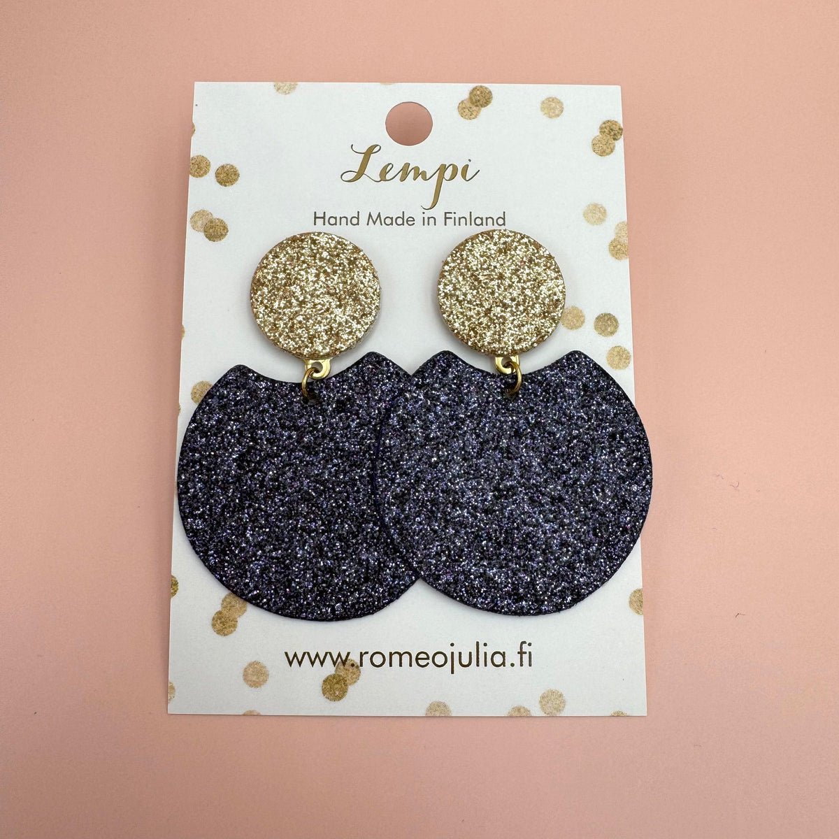 LEMPI®-korvakorut, Tilda -koko M (hiilenmusta & kulta glitter)