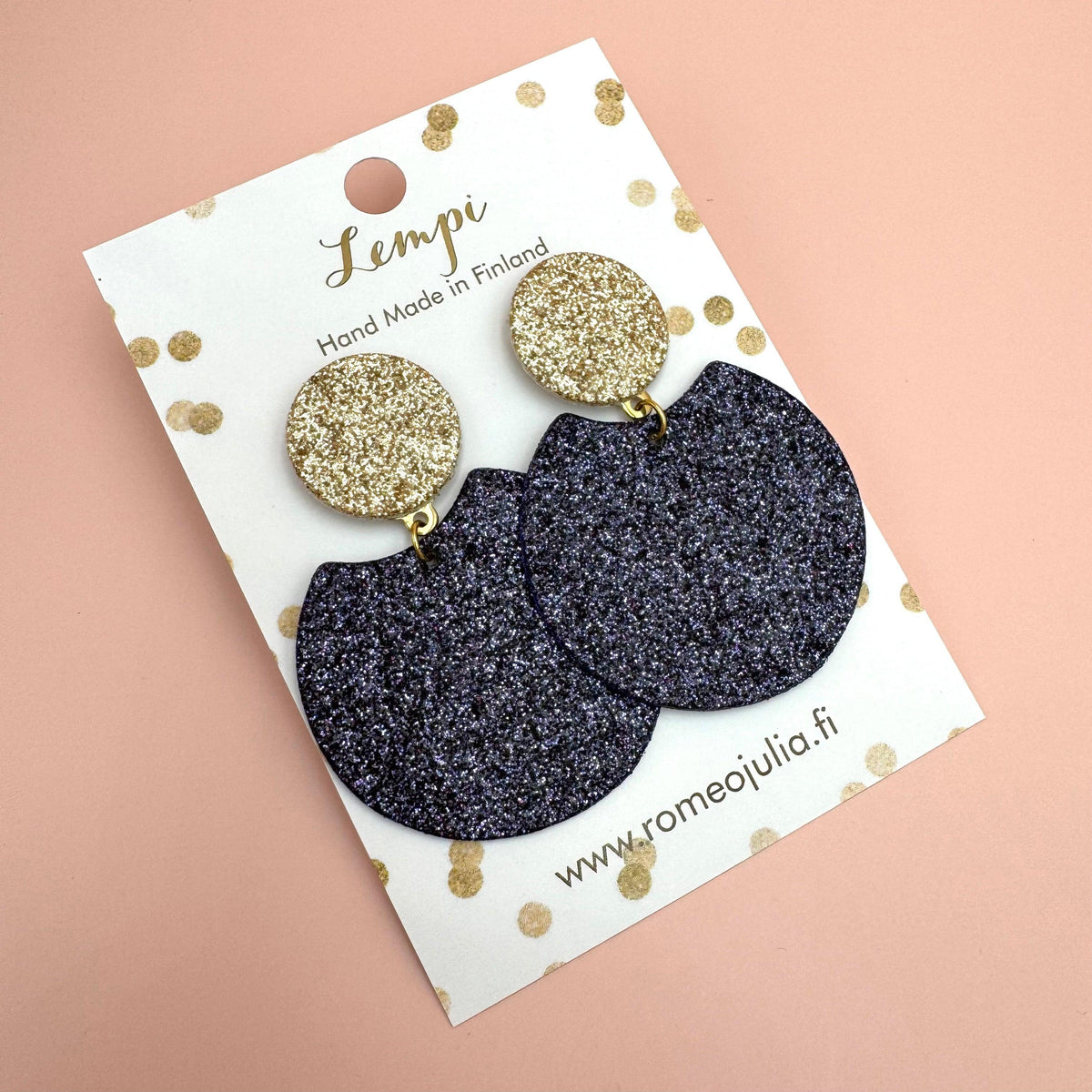 LEMPI®-korvakorut, Tilda -koko M (hiilenmusta & kulta glitter)
