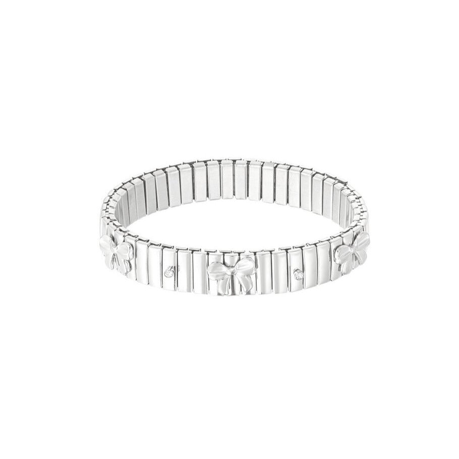 FRENCH RIVIERA | Linnea surgical steel elastic bracelet with bows (silver)