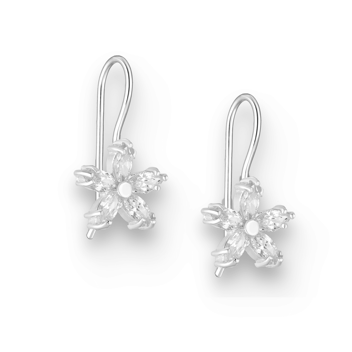 PREMIUM COLLECTION | Flora bright silver earrings with floral decorations