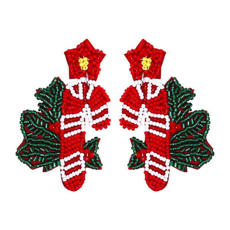 Christmas earrings, Candy Cane-like candy earrings