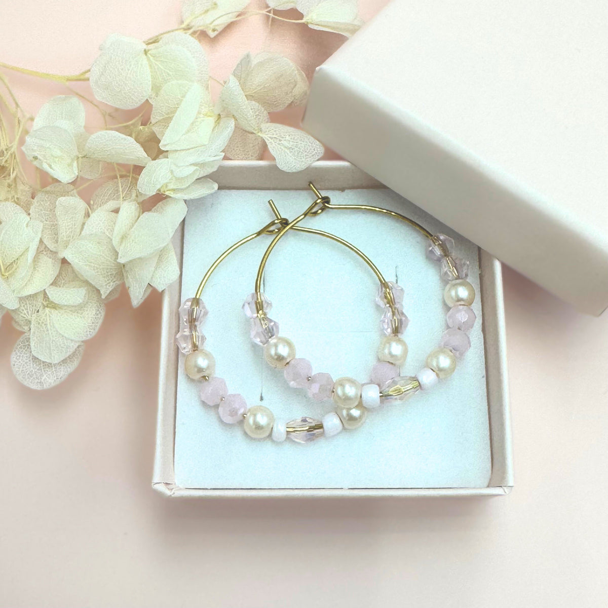 Jolie Rose handmade pearl rings (shades of pink, gold)