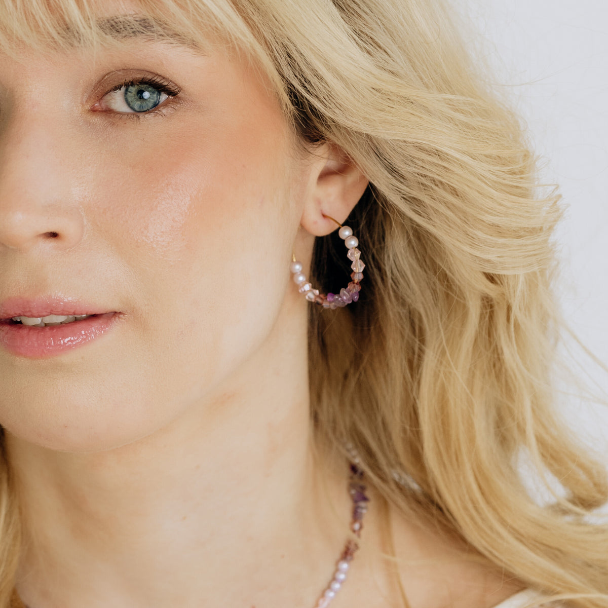 Jolie Amethyst handmade pearl rings (purple tones, gold)