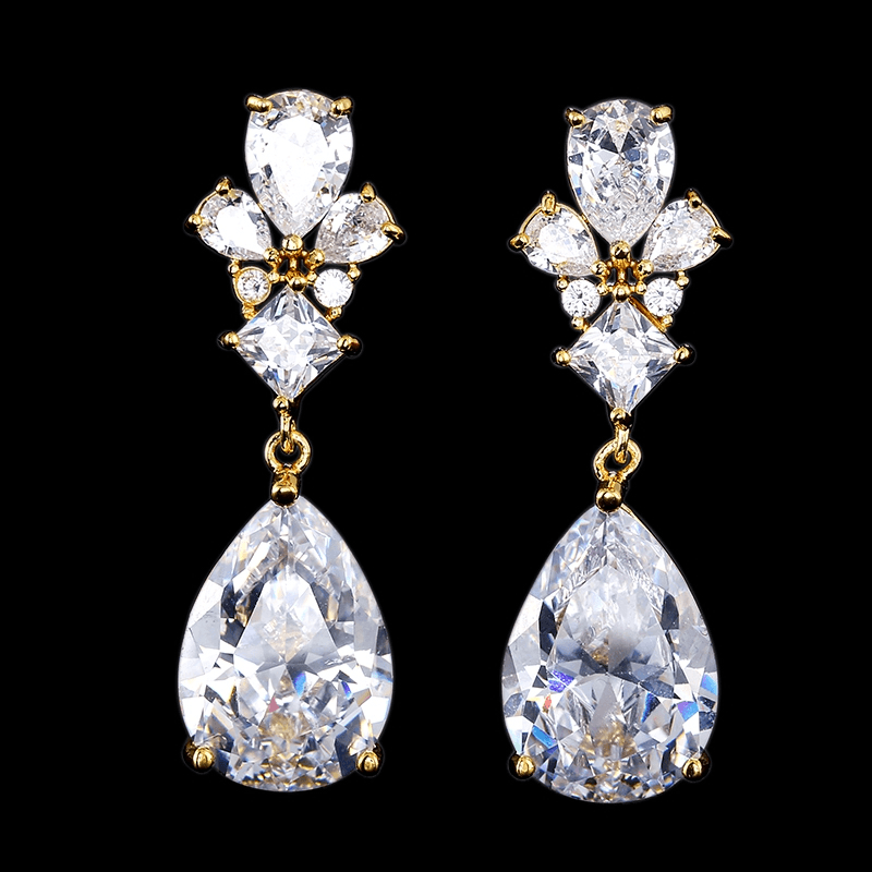 ATHENA BRIDAL | Luxury Sara Earrings -kullanväriset pisarakorvakorut
