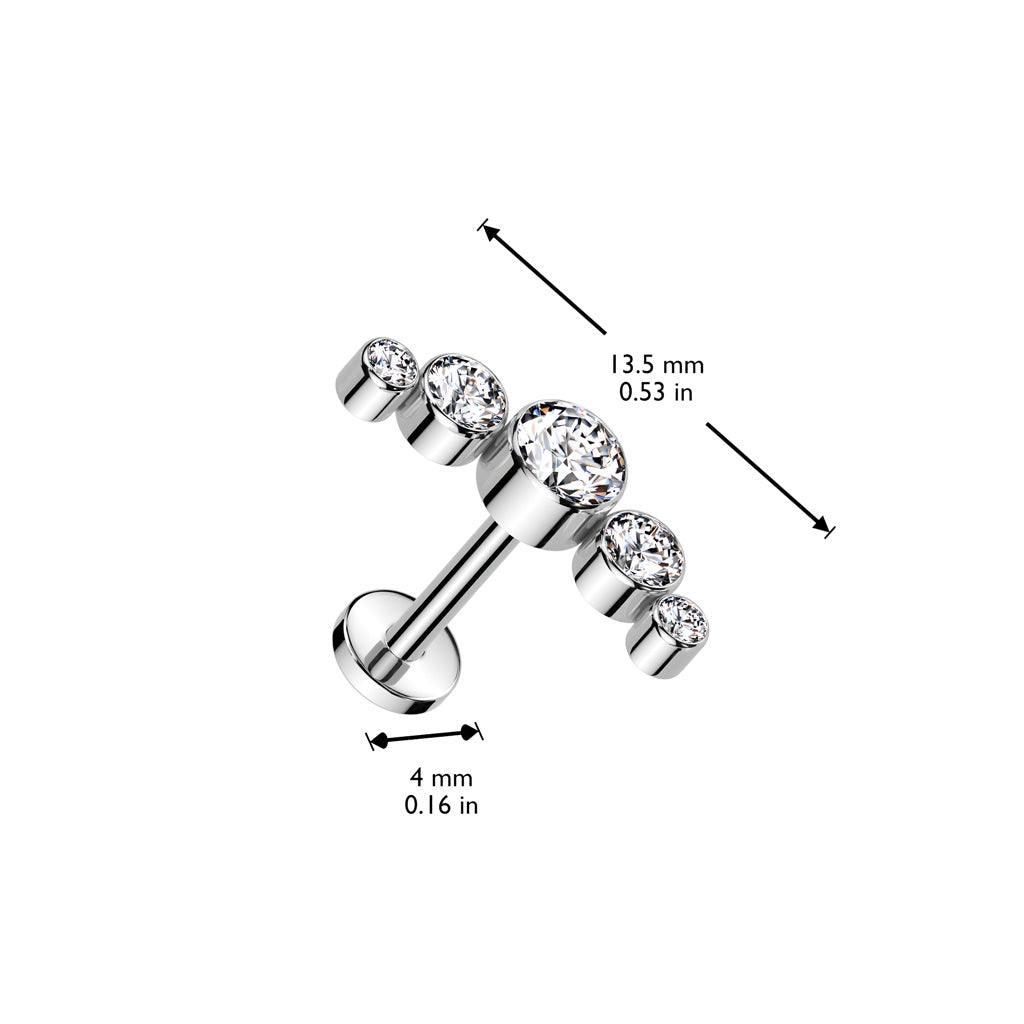 Labret 1.2mm, Nova Glow – curved titanium cartilage jewelry (gold, push in)