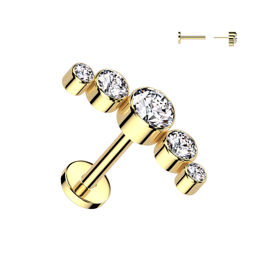 Labret 1.2mm, Nova Glow – curved titanium cartilage jewelry (gold, push in)