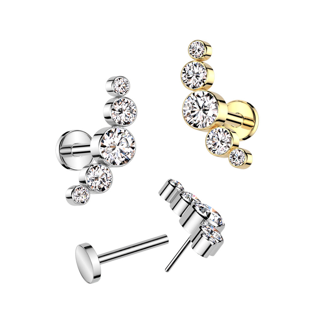 Labret 1.2mm, Nova Glow – curved titanium cartilage jewelry (gold, push in)
