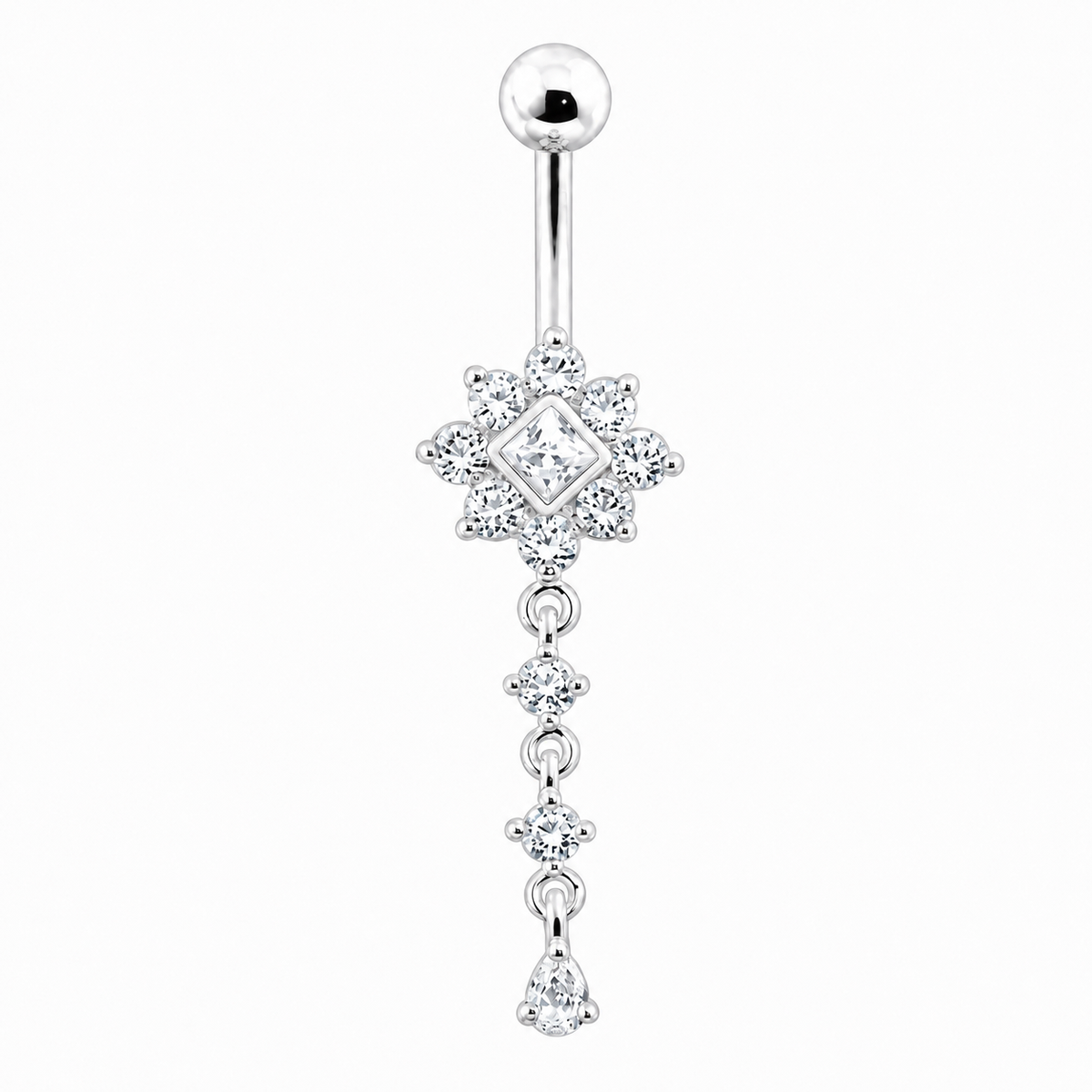 Roikkuva napakoru kirkkailla Cubic Zirconia -kristalleilla ja sterlinghopeisella koristeosalla
