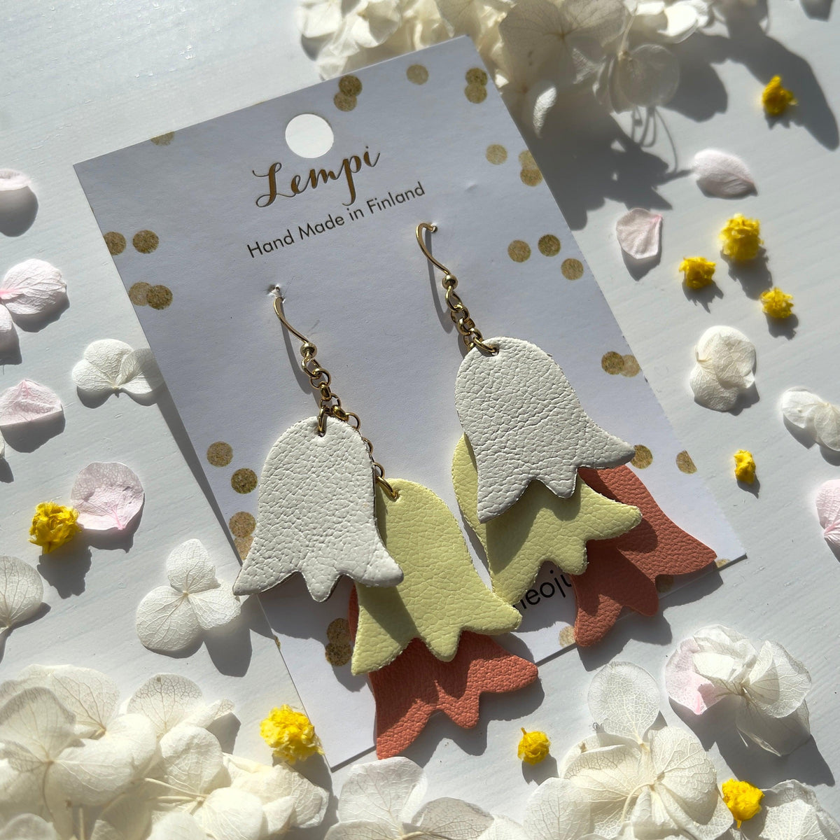 LEMPI® Earrings, Summer Meadow (white-light yellow-orange)