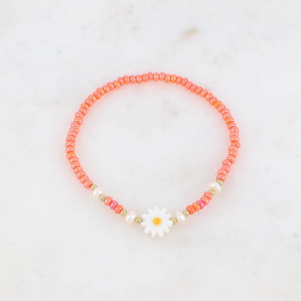 BOHM PARIS | Bracelet Belle -korallinvärinen kukkarannekoru