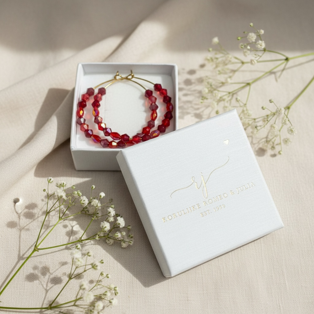 Jolie Garnet – handmade pearl rings (red tones, gold)
