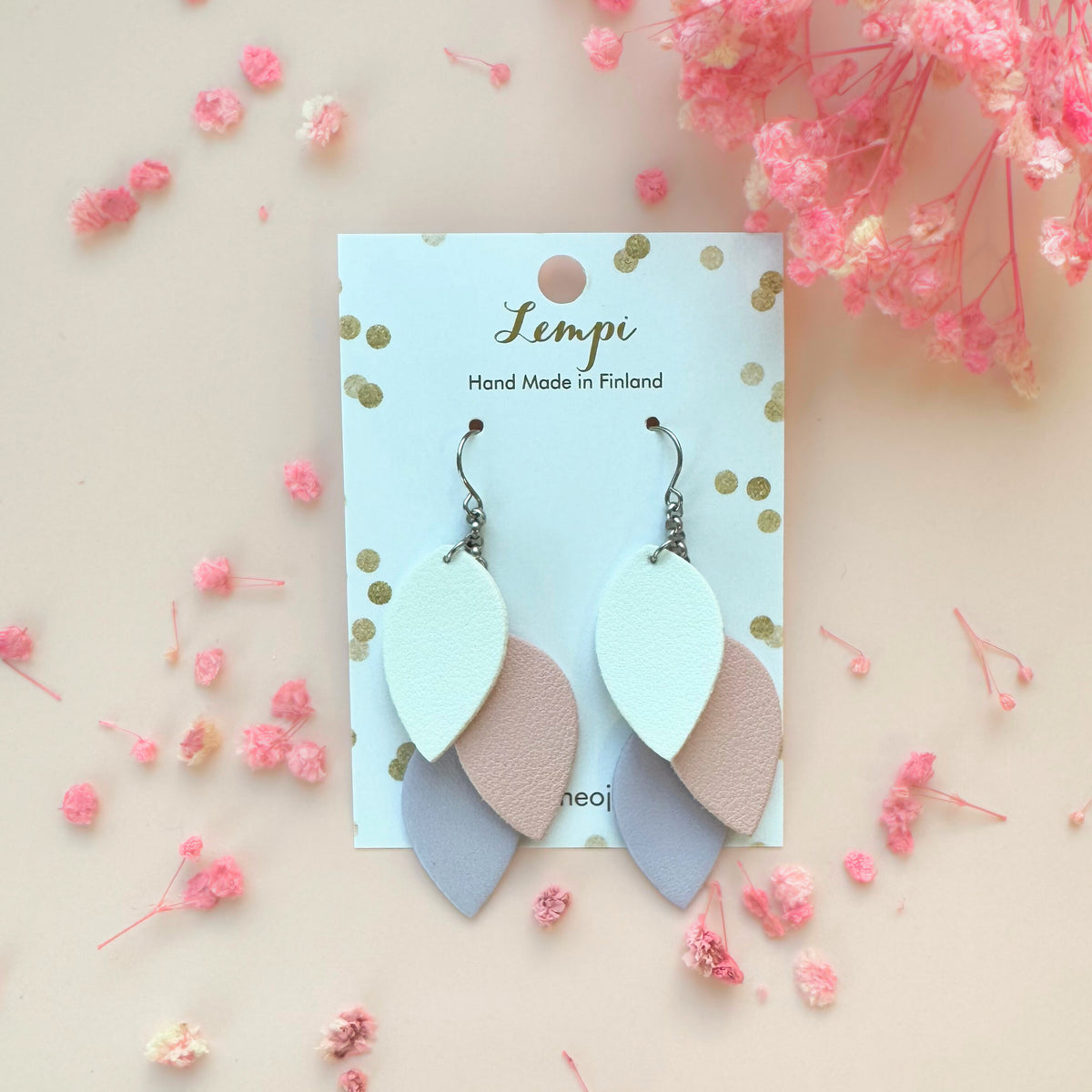 LEMPI® earrings, Little Grain (white-pink-lavender)