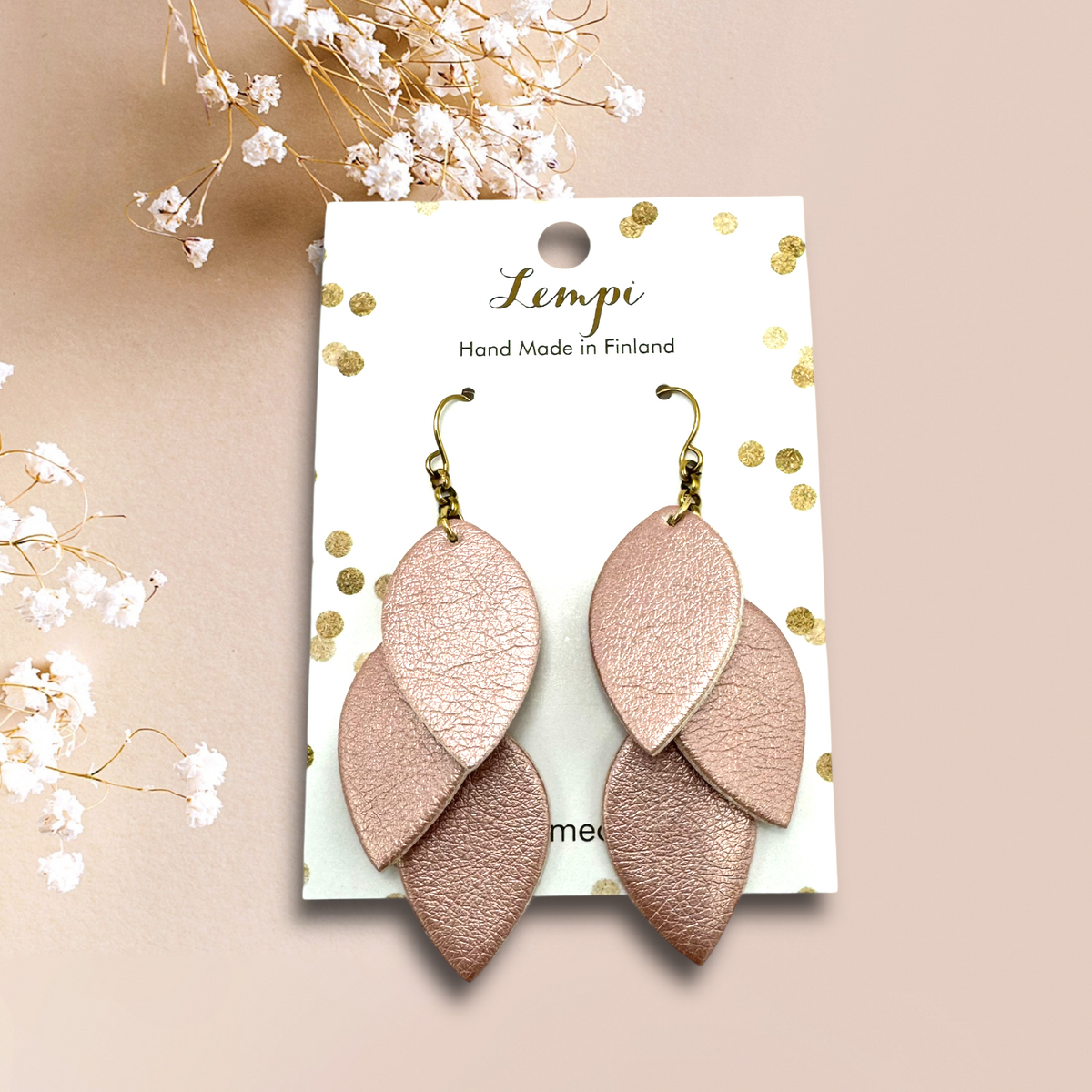 LEMPI® earrings, Little Grain (shimmering pink)