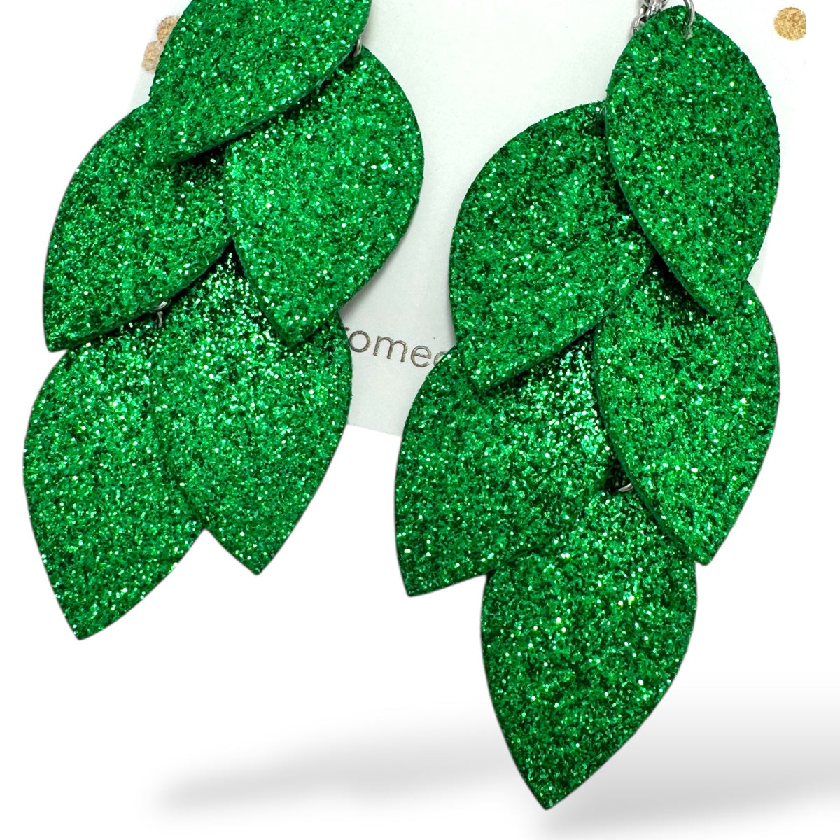 LEMPI® earrings, Grain (green glitter)
