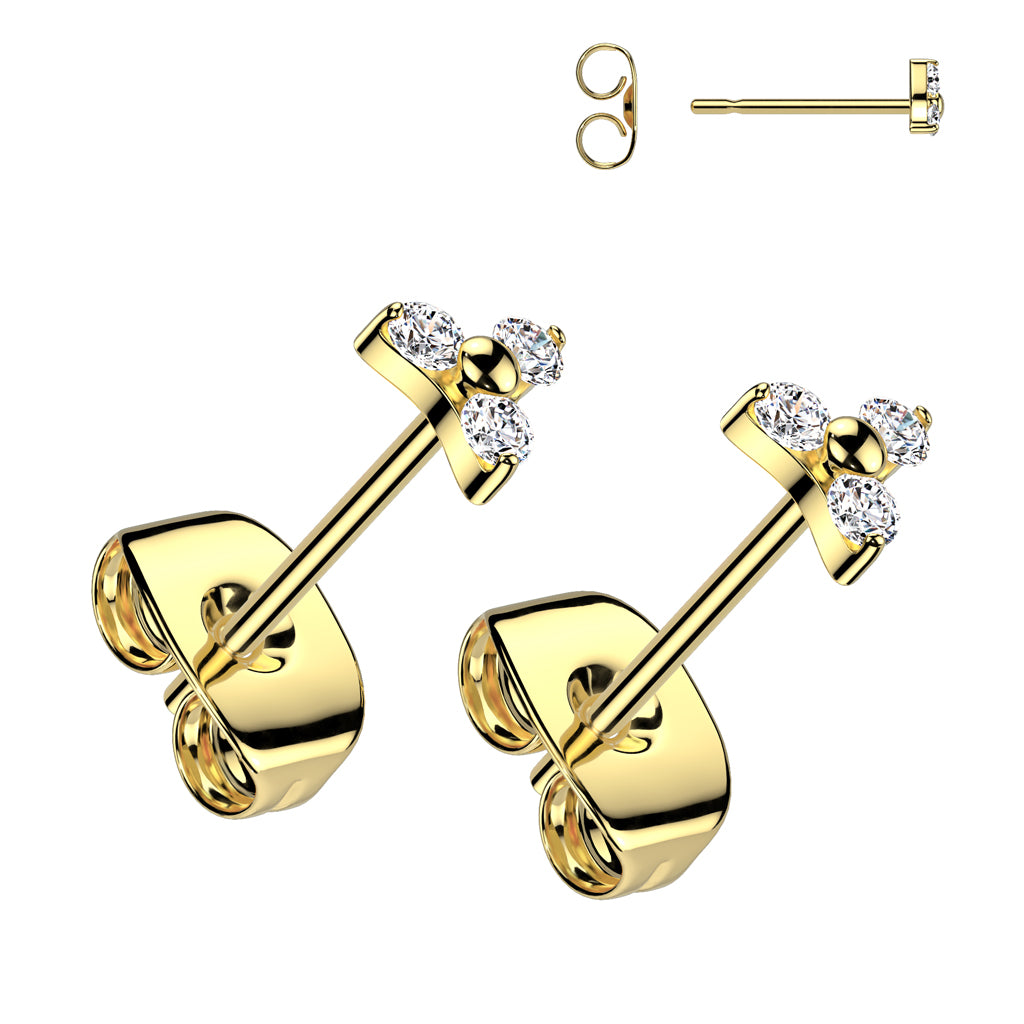 Titaaniset korvanapit, Trinity Cubic Zirconia (kulta)