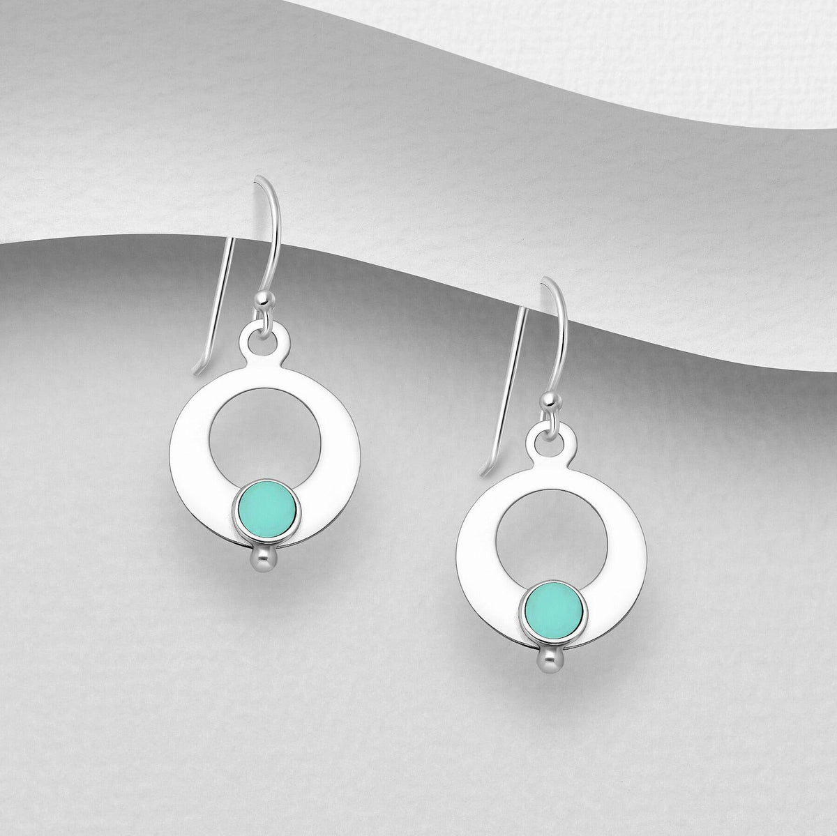 PREMIUM COLLECTION | Kajsa -minimalistiset hopeakorvakorut (turkoosi)
