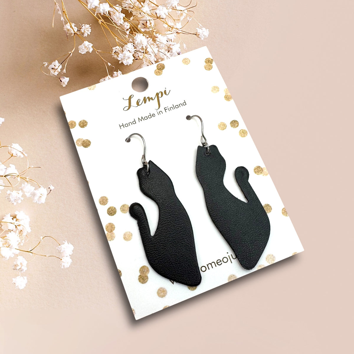 LEMPI® earrings, Cat flirting (black)