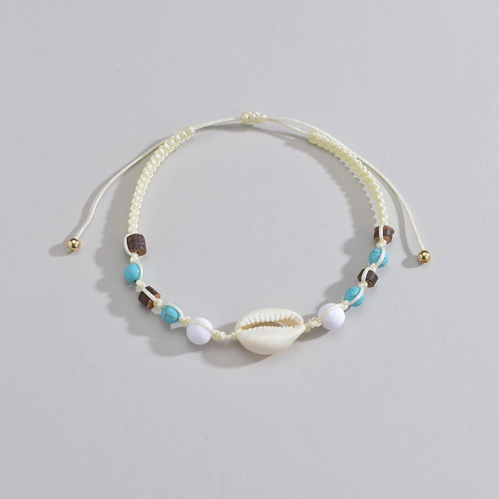FRENCH RIVIERA | Seafoam Soul – bohemian anklet with seashell