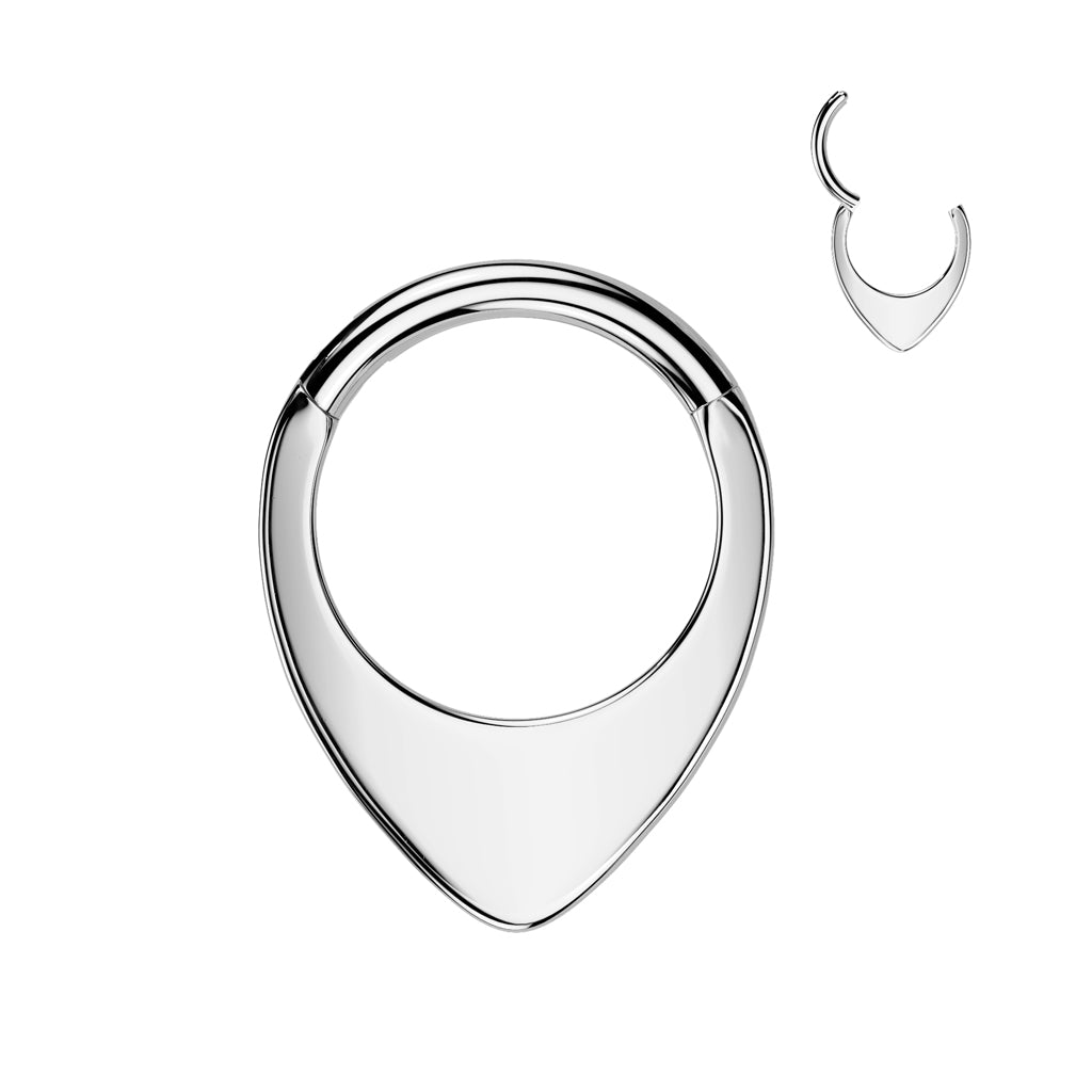 Lävistysrengas 1,2mm, Titanium Dew Drop – pisaranmuotoinen titaaniclicker (hopea)