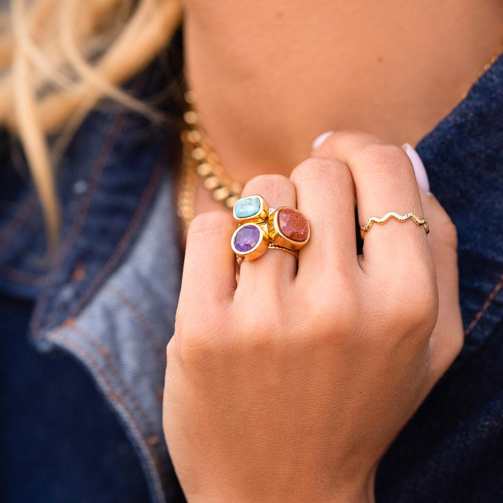 BOHM PARIS | Bague Rosina -kirurginterässormus aventuriinilla