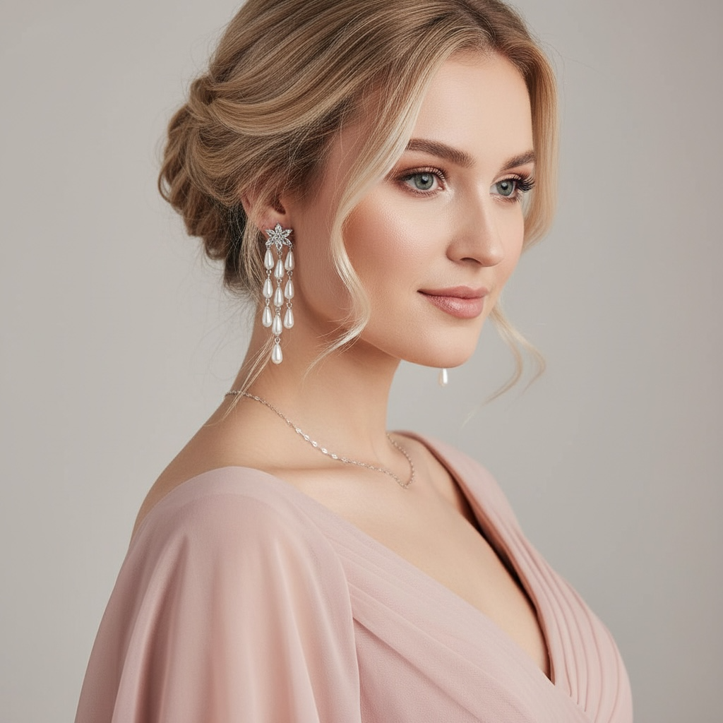 FRENCH RIVIERA | Flora – flower-adorned pearl earring (silver tone)