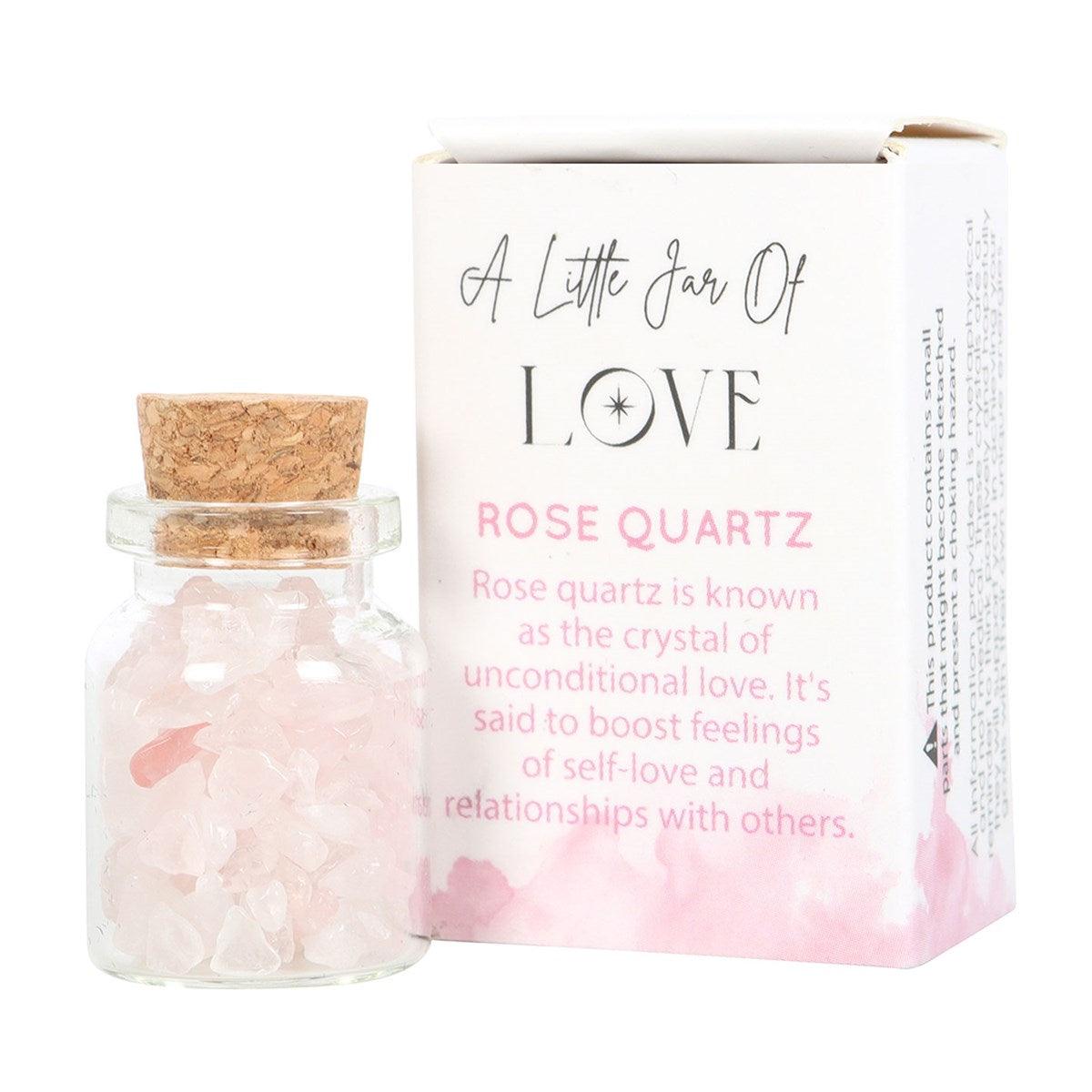 Jar of Love, Rose Quartz -ruusukvartsi onnenkivipullo "rakkaus"