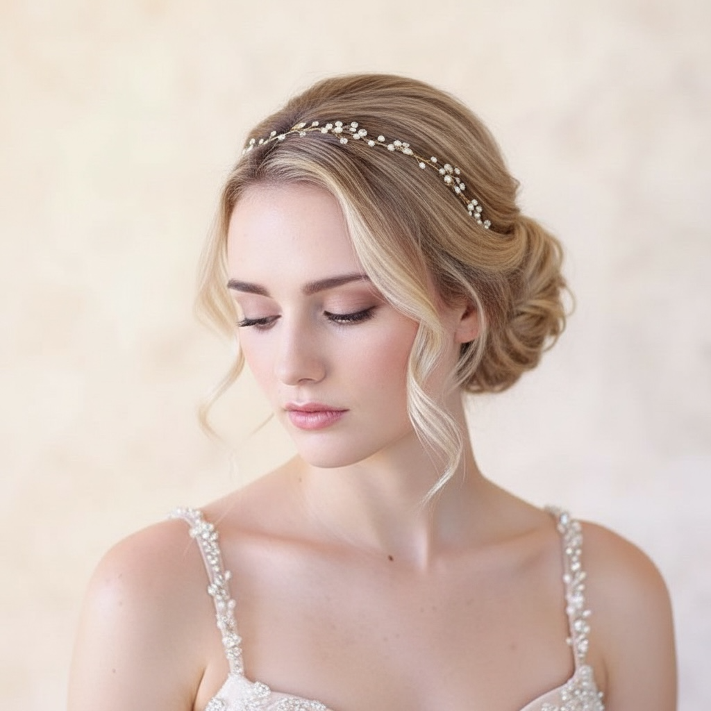 Hiuskoru, panta/ROMANCE, Delicate Twine Headpiece in Gold