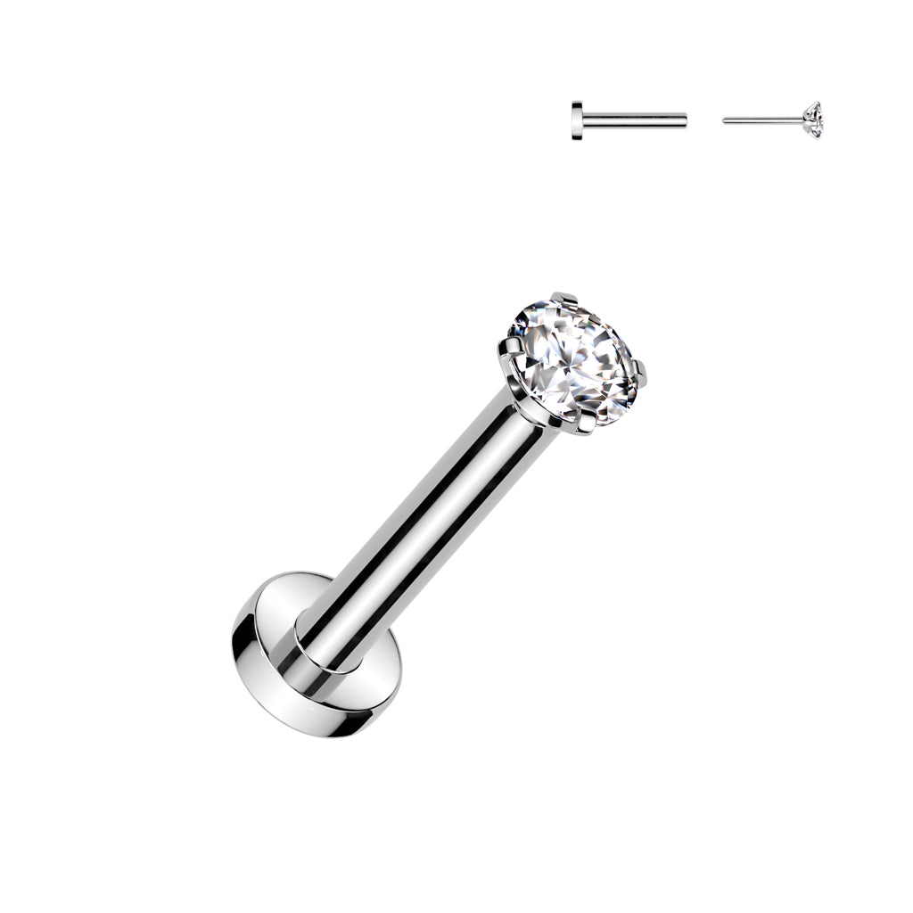 1,0 mm titaanilabret kirkkaalla 3 mm kivellä, 6 mm varsi.