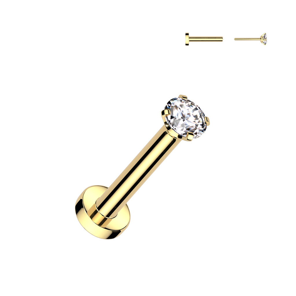 Kullanvärinen 0,8 mm titaanilabret kirkkaalla kivellä, PVD-pinnoite.