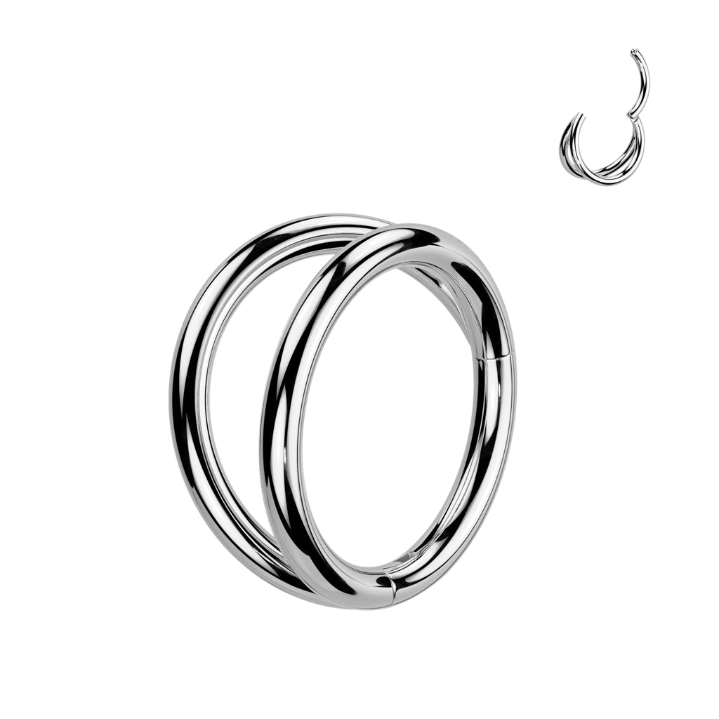 Lävistysrengas 1,2mm, Titanium Twin Arc – kaksikerroksinen titaaniclicker (hopea)