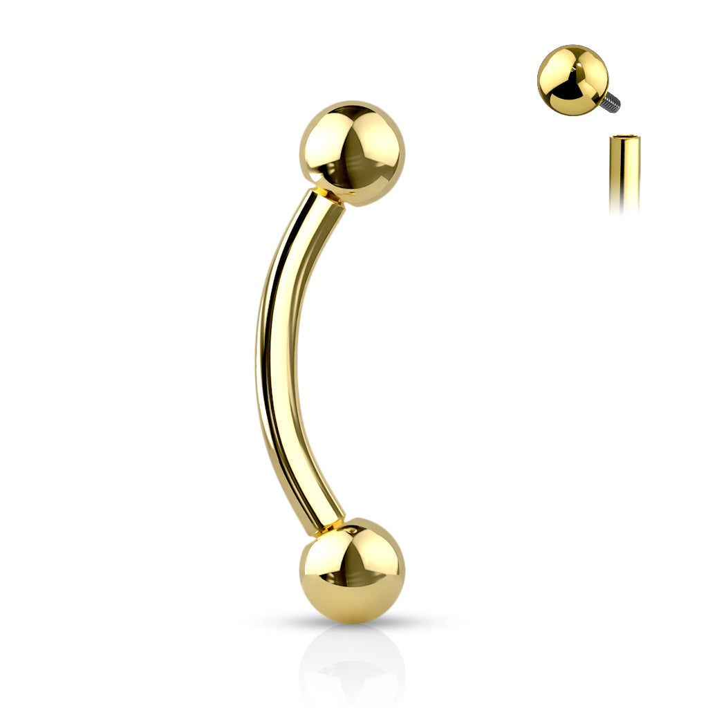 Curved Barbell 1,2mm, Titanium Essential Curve – pelkistetty perusmalli titaanista (kulta)