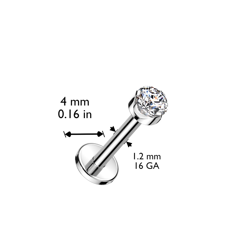 Labret 1,2mm, Titanium Classic Spark – pyöreä kristallikoru titaanista (kulta)