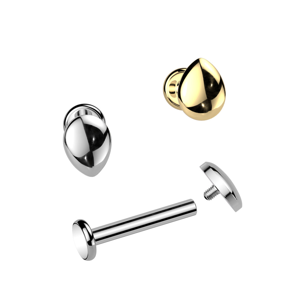 Labret 1,2mm, Titanium Dew Point – pisaranmuotoinen titaanikoru (hopea)
