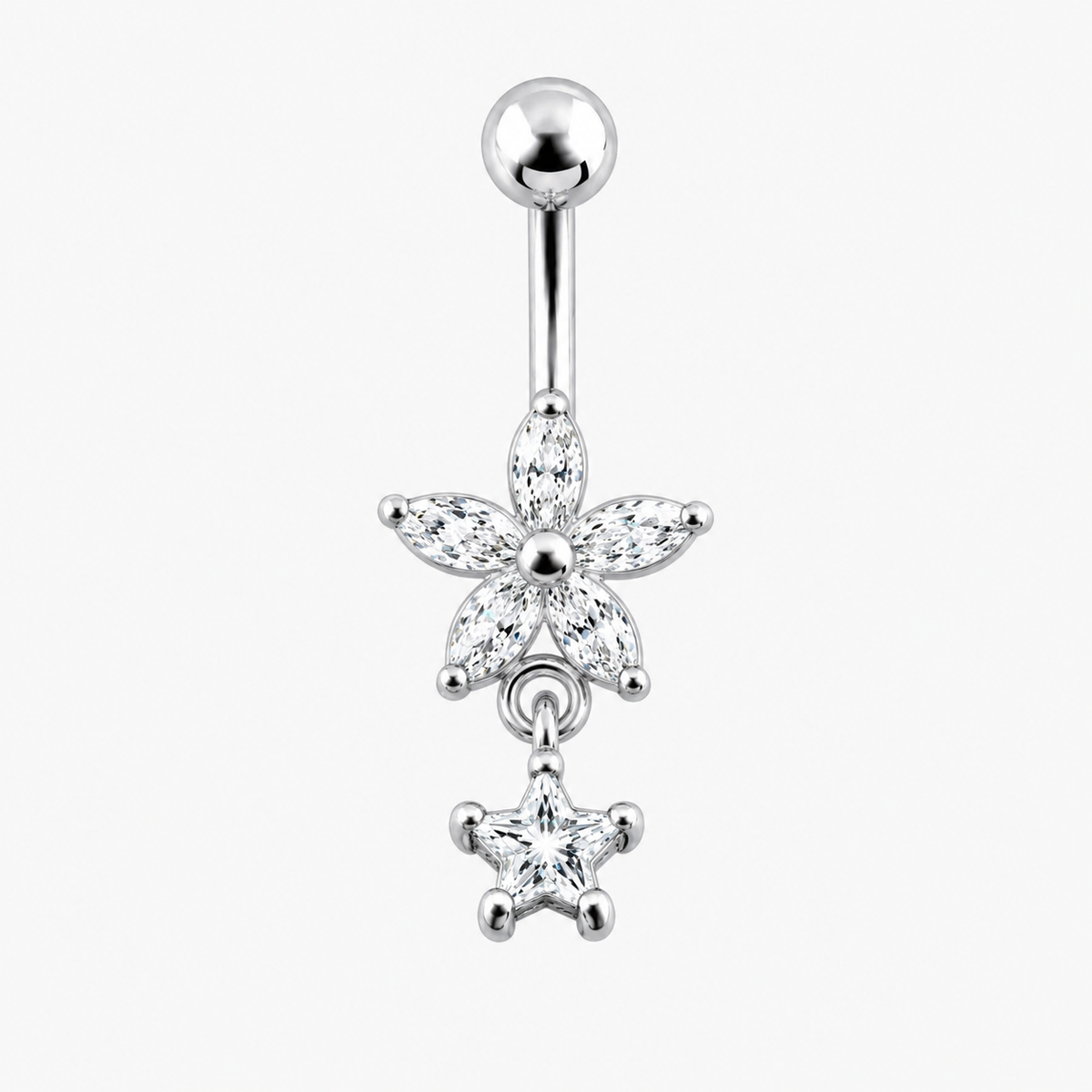 Siro mini napakoru titaanivarrella ja kirkkailla Cubic Zirconia -kristalleilla
