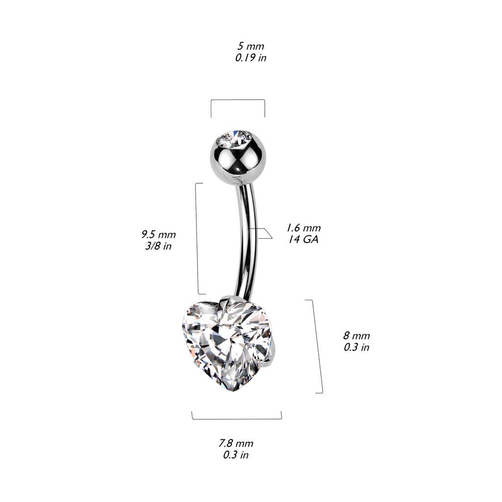Titanium navel necklace, Pure Love – golden heart