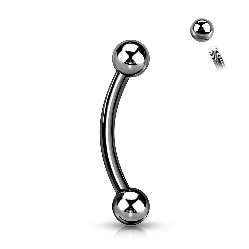 Curved Barbell 1,2mm, Titanium Classic Curve – titaaninen perusmalli perinteisellä kierteellä