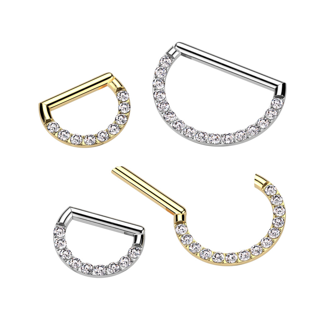 Piercing ring 1.2mm, Titanium Silent Spark – graceful D-shaped titanium clicker (gold)
