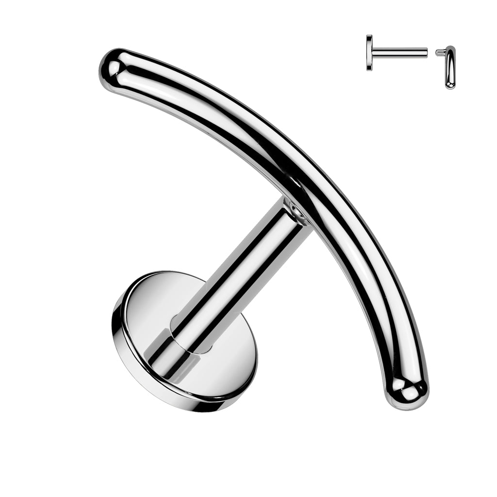 Labret 1,2mm, Titanium Arc Line – minimalistinen kaareva titaanikoru (hopea)