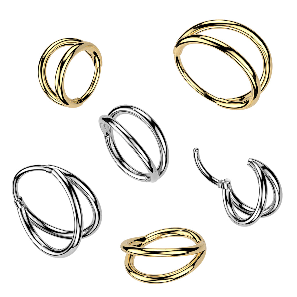 Lävistysrengas 1,2mm, Titanium Twin Arc – kaksikerroksinen titaaniclicker (hopea)