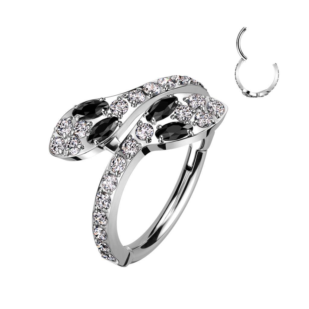 Lävistysrengas 1,2mm, Silver Titanium Snake Hoop -titaaninen clicker